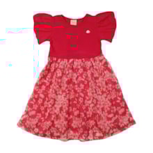 Vestido com Tule Estampado Flores 37101 - Angerô  
