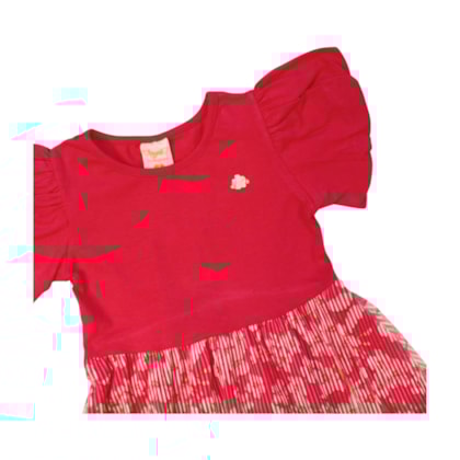 Vestido com Tule Estampado Flores 37101 - Angerô  