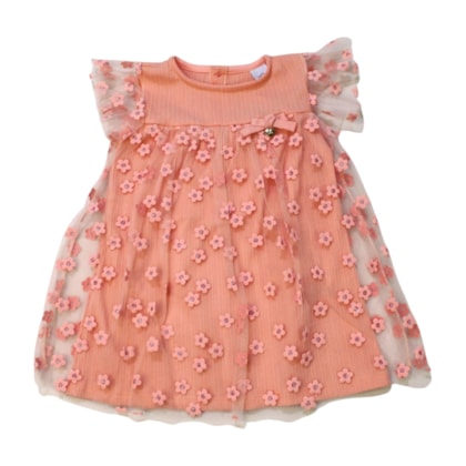Vestido com Tule Flores 33013 - Iaze  
