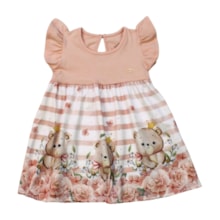 Vestido em Cotton e Crepe Estampado Ursas - 20305 - Glinny