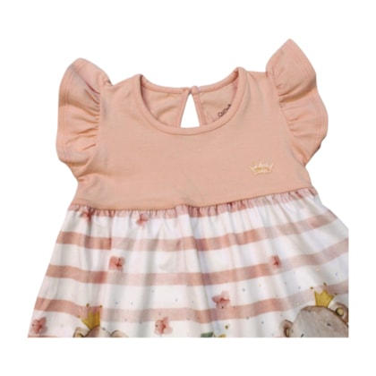 Vestido em Cotton e Crepe Estampado Ursas - 20305 - Glinny
