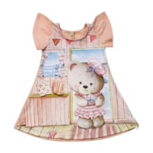 Vestido em Cotton e Crepe Sublimado Ursa - 21626 - Glinny