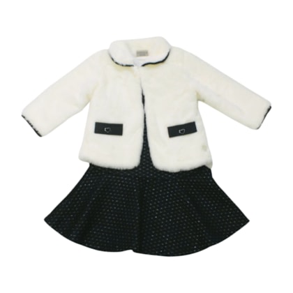 Vestido em Matelassê com Casaco Pelúcia 2 Peças 2000878 - Milon