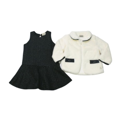 Vestido em Matelassê com Casaco Pelúcia 2 Peças 2000878 - Milon