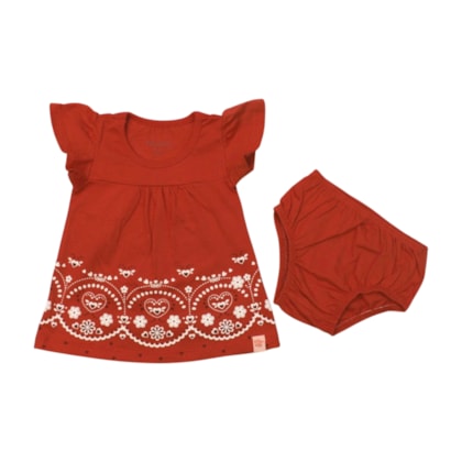 Vestido Estampa Corações na Barra e Calcinha 2 Peças 50150 - Kely Kety  