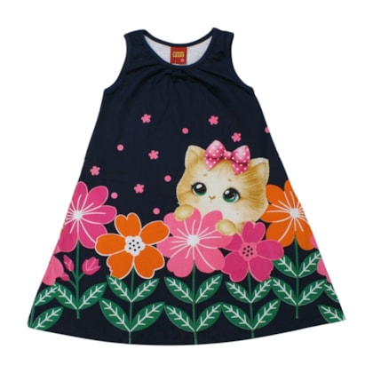 Vestido Estampado Gatinha 1000975 - Kyly 