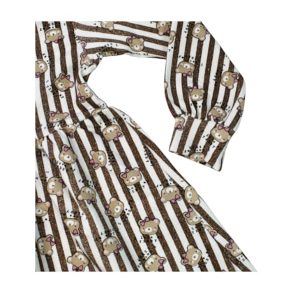 Vestido Flanelado Manga Longa Estampado Ursas 15003 - Hrradinhos