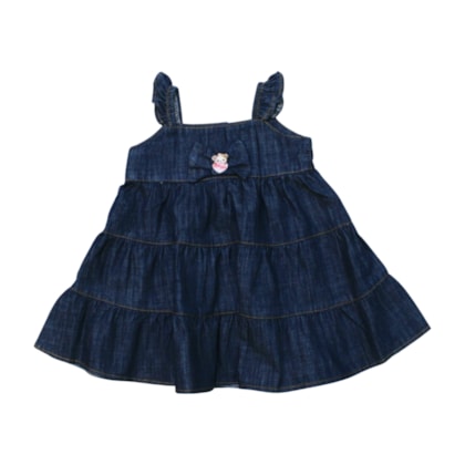 Vestido Jeans com Laço 10631 - Mini Miss  