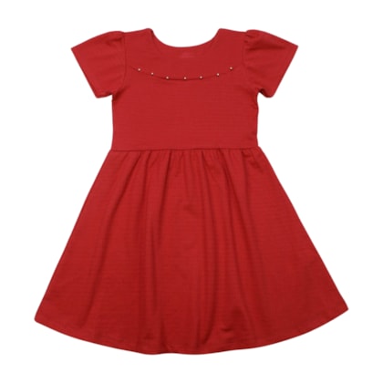 Vestido Liso com Aplique Pérolas 5262 - Bicho Bagunça  