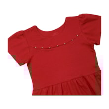 Vestido Liso com Aplique Pérolas 5262 - Bicho Bagunça  