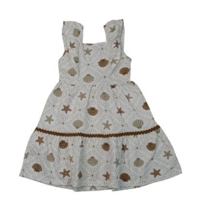 Vestido Manga Cavada Estampado Fundo do Mar A0328 - Alakazoo