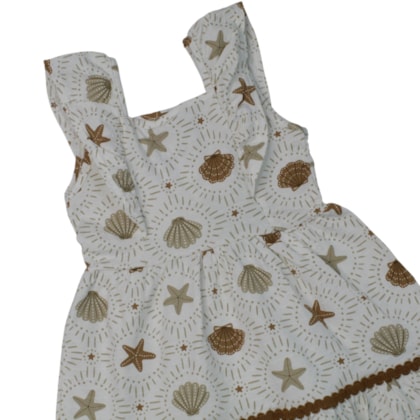Vestido Manga Cavada Estampado Fundo do Mar A0328 - Alakazoo