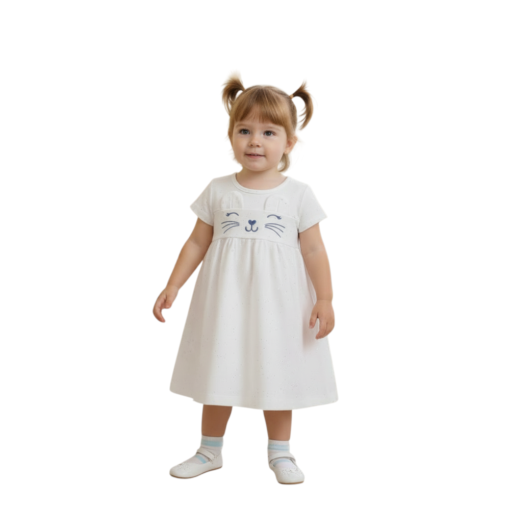 Vestido Manga Curta Carinha com Glitter 27011 - Rollu