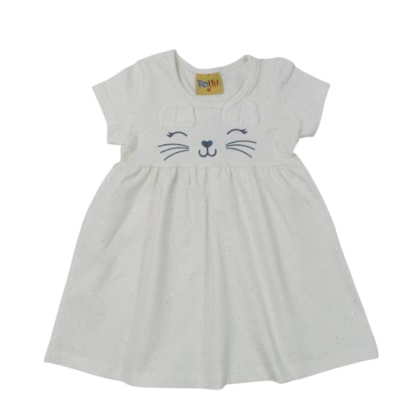 Vestido Manga Curta Carinha com Glitter 27011 - Rollu