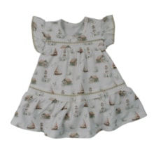 Vestido Manga Curta com Colan Embutido Estampado Casas 2001834 - Milon