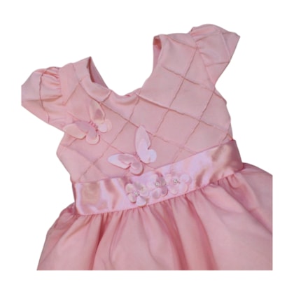 Vestido Manga Curta com Nervuras Borboletas 126 - Cute Cute