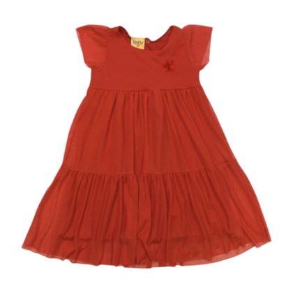 Vestido Manga Curta com Tule 25110 - Rollu    