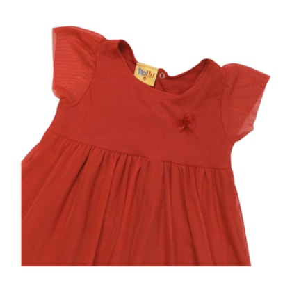 Vestido Manga Curta com Tule 25110 - Rollu    