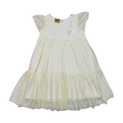 Vestido Manga Curta com Tule 25158 - Rollu  