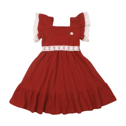 Vestido Manga Curta com Tule Bordado 37205 - Angerô  