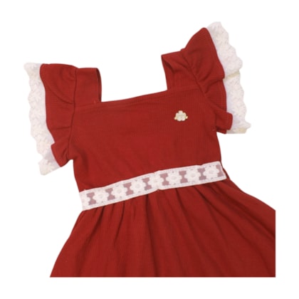 Vestido Manga Curta com Tule Bordado 37205 - Angerô  