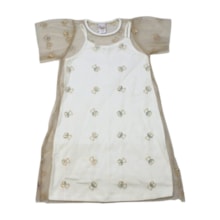 Vestido Manga Curta com Tule Estampado Urso 2 Peças 2121 - Carol e Dani   