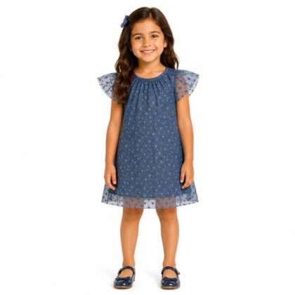 Vestido Manga Curta com Tule S80310 - 4You