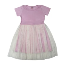 Vestido Manga Curta com Tule S80336 - 4You