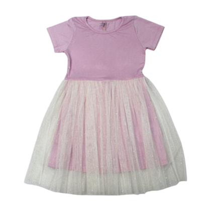 Vestido Manga Curta com Tule S80336 - 4You