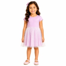 Vestido Manga Curta com Tule S80336 - 4You
