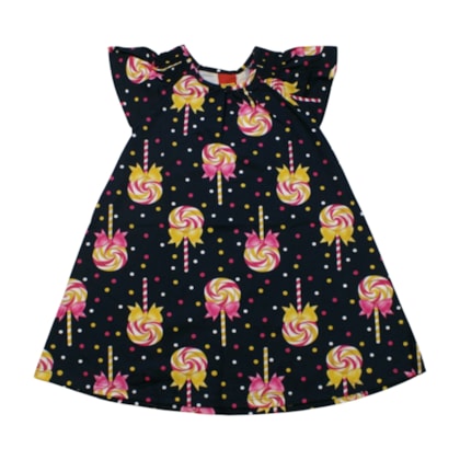 Vestido Manga Curta Estampa Catavento 1001001 - Kyly