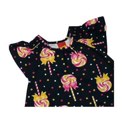 Vestido Manga Curta Estampa Catavento 1001001 - Kyly