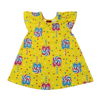 Vestido Manga Curta Estampa Catavento 1001001 - Kyly