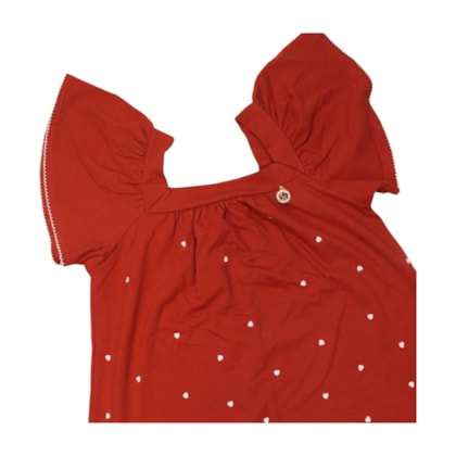 Vestido Manga Curta Estampa Corações 22929 - Glinny