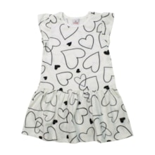 Vestido Manga Curta Estampa Corações 36953 - Brandili