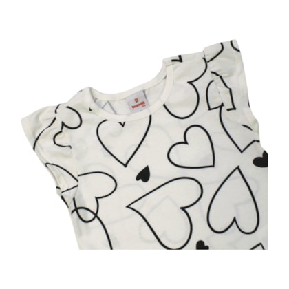 Vestido Manga Curta Estampa Corações 36953 - Brandili