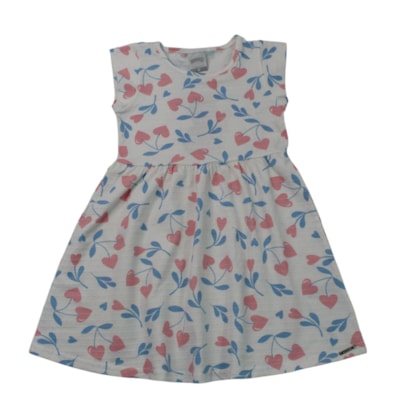 Vestido Manga Curta Estampa Corações A0264 - Alakazoo