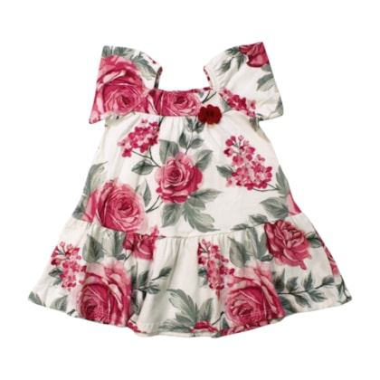 Vestido Manga Curta Estampa Floral 2000999 - Milon