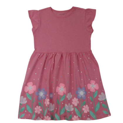 Vestido Manga Curta Estampa Flores 27233 - Brandili