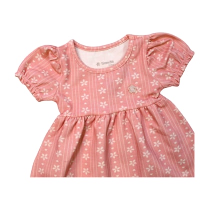 Vestido Manga Curta Estampa Florzinhas 36680 - Brandili 