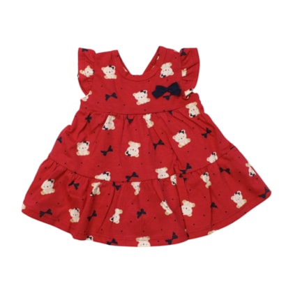 Vestido Manga Curta Estampa Ursas com Body Embutido 1001217 - Kyly