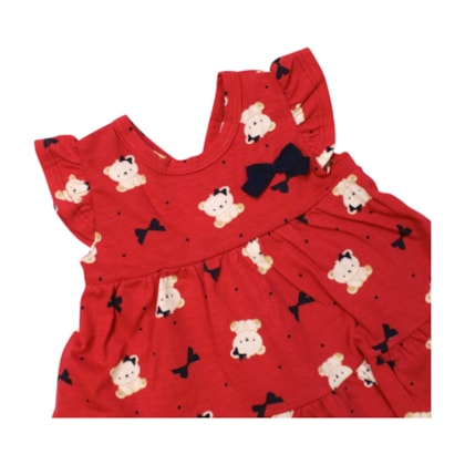 Vestido Manga Curta Estampa Ursas com Body Embutido 1001217 - Kyly
