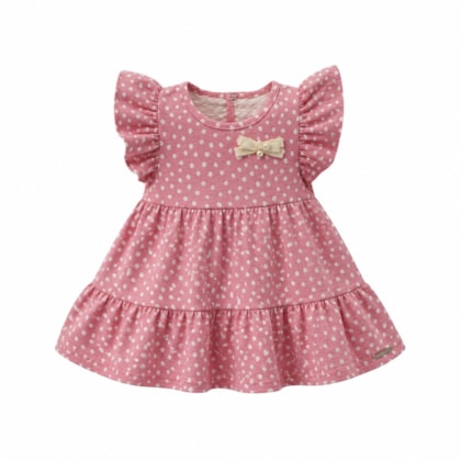 Vestido Manga Curta Estampado Bolinhas A0316 - Alakazoo