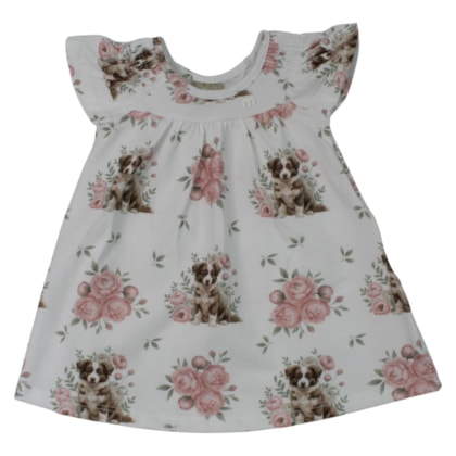 Vestido Manga Curta Estampado Cachorro 2001717 - Milon