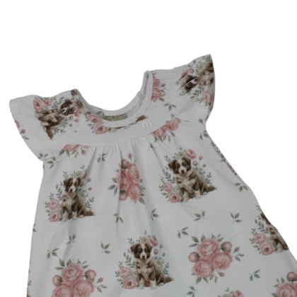 Vestido Manga Curta Estampado Cachorro 2001717 - Milon