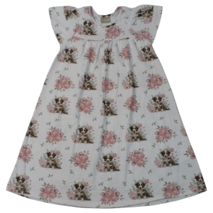 Vestido Manga Curta Estampado Cachorro 2001717 - Milon