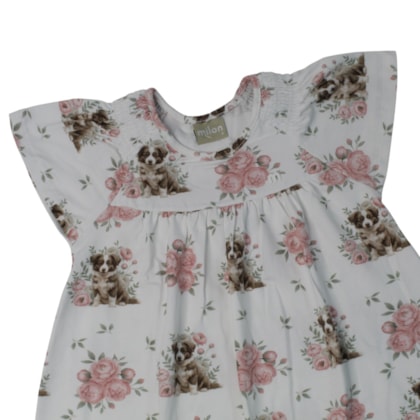 Vestido Manga Curta Estampado Cachorro 2001717 - Milon