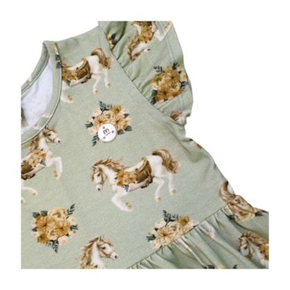 Vestido Manga Curta Estampado Cavalinho 2001031 - Milon