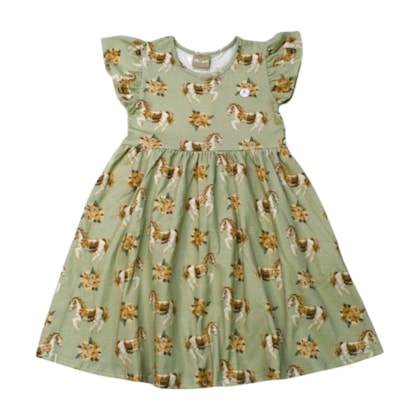 Vestido Manga Curta Estampado Cavalinho 2001031 - Milon