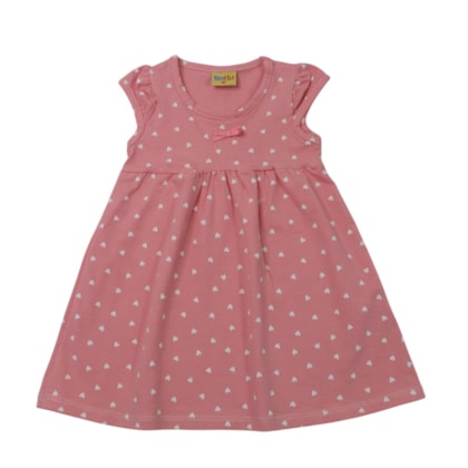 Vestido Manga Curta Estampado Corações 27045 - Rollu